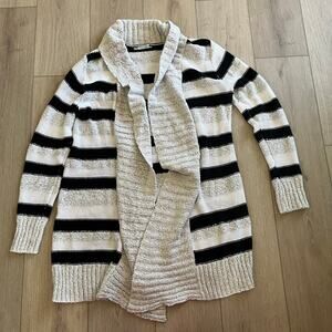 Maurices Women’s Gray, Black, White StripedLong Cardigan Size L
